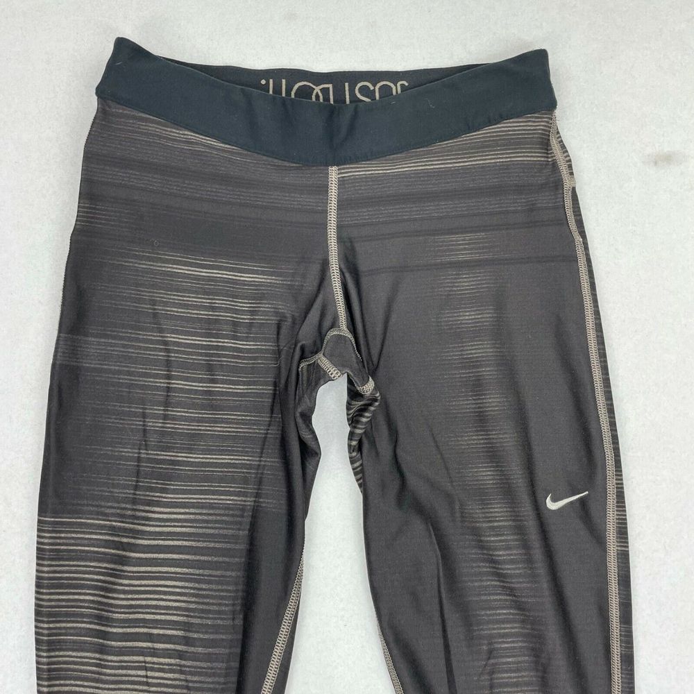 Nike Dri Fit Leggings Womens S Gray Drawstring Elastic Waist Cropped Yoga Pants - Picture 2 of 8